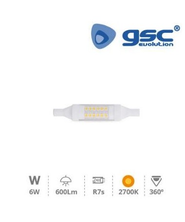 BOMBILLA LED LINEAL R7S GSC 6W 78MM 3000K