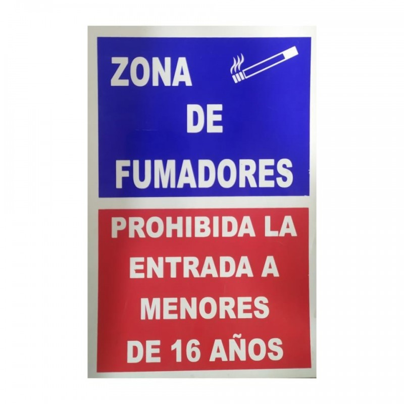 CARTEL ZONA FUMADORES PROHIBIDA ENTRADA MENORES 16