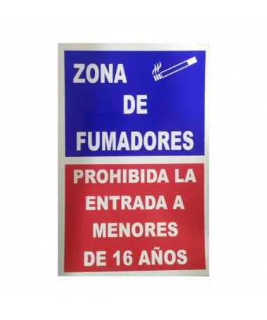 CARTEL ZONA FUMADORES PROHIBIDA ENTRADA MENORES 16