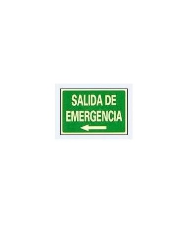 SEÑAL SALIDA EMERGENCIA FLECHA IZQUIERDA  A4 PVC