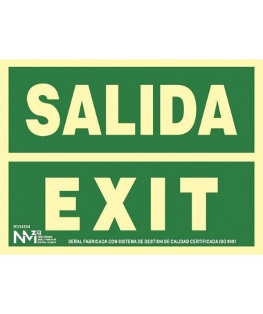 SEÑAL PVC SALIDA/EXIT 22 40X30 