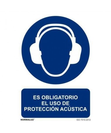 SEÑAL PVC OBLIGATORIO PROTECIÓN DE OIDOS 21X30 
