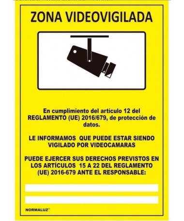 SEÑAL PVC ZONA VIDEOVIGILADA 21X30